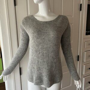 Sezane Sweater Super Kid Mohair Baby Alpaca Gray Lace Up Back Coquette Small